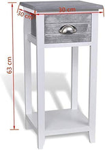 Attrezzatura Comodini Comodino autoportante Comodino da Terra Comodino da Comodino in Legno Comodino con cassetto Spazio per riporre la Camera da Letto Soggiorno Corridoio Grigio e Bianco