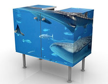 Mobile per lavabo design Fish In The Sea 60x55x35cm, basso, Larghezza: 60cm, regolabile, mobiletto da lavandino, lavandino, mobiletto da lavabo, lavabo, mobiletto, bagno, bagnetto, mobile da bagno