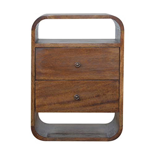 Artisan Furniture Chestnut Curved Edge with 2 Drawers Bedside Armadietto, Legno, Taglia Unica
