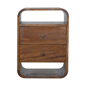 Artisan Furniture Chestnut Curved Edge with 2 Drawers Bedside Armadietto, Legno, Taglia Unica