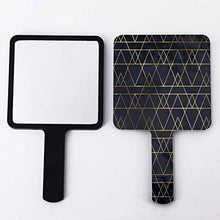 Specchio a mano, moderno, stile deco oro e marmo geometrico montagne quadrato palmare specchio con maniglia per trucco casa salone viaggio uso 9 cm L x 16 cm L