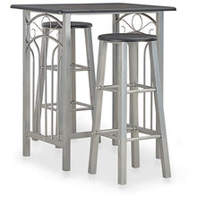 vidaXL Set da Bar 3 pz Tavolo e Sedie Alte con Poggiapiedi Robuste Eleganti Angolo Cucina Bancone e Sgabelli Bistrot in Legno e Acciaio Nero e Grigio
