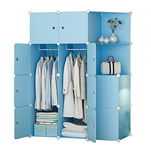 Locker Multifunzione Armadio Armadio D'attaccatura Dell'organizzatore di Plastica Withdoor Gitter Angolo Scaffali Abbigliamento Home Camera Blu MUMUJIN (Size : 111X47X147CM)