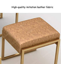 Jiangang- Moda poggiapiedi imbottito cuoio artificiale del sedile 丨 Ferro Sgabello Piazza Pouffe banco trucco Sgabello 丨 multifunzionale in pelle poggiapiedi scarpe Cambio Sgabello-43x37x45cm, Gold Fr