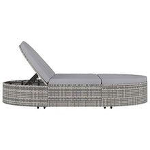 Tidyard Lettino Prendisole 2 Posti con Cuscini in Polyrattan Grigio, Lettini da Giardino, Sedie a Sdraio da Giardino, Lettino da Esterno 198 x 138 x 28 cm