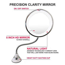 MMWYC Specchio cosmetico Illuminato a LED con Specchio ingranditore for Il Bagno Specchio cosmetico con Ventose Specchio da Viaggio con Rotazione a 360 Gradi