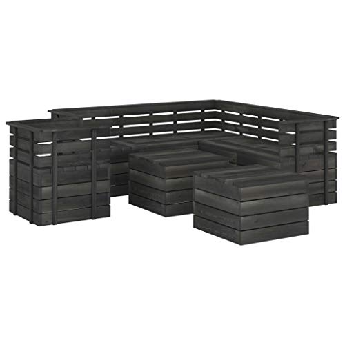 vidaXL Set Divani da Giardino su Pallet 8 pz Legno Pino Grigio Scuro