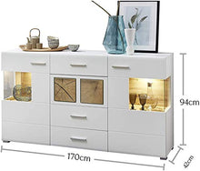 Armadietto laterale Pasto, soggiorno armadietto stanza, credenze, cassetti, con illuminazione a LED,170 x 94 x 42 cm