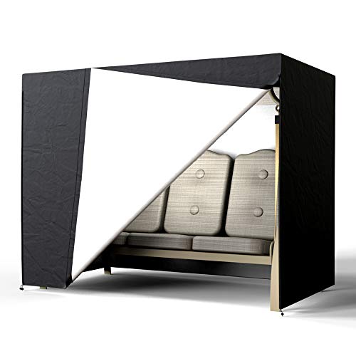 Copertura per sedia a dondolo a 3 posti, impermeabile, resistente per esterni, copertura protettiva per mobili, 220 x 170 x 145 cm, colore: nero