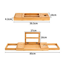 AnnYGJ Vasca da Bagno, Antiscivolo Regolabile Telescopica 50-85 Cm, Ripiano in Legno Massello Porta Tablet Porta Bicchiere