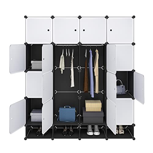 eSituro Armadio Portatile Modulare con Asta Fai da Te Guardaroba Stanzino Combinato Scarpiera Salvaspazio Plastic Organizer Cubo Appendiabiti Portaoggetti SGR0038