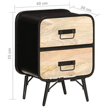 Tidyard Comodino Industraile con 2 Cassetti in Legno Massello di Mango 40x30x55 cm Comodino Camera da Letto Comodino Cameretta Comodino Vintage Comodino con Cassetti Comodino Rustico