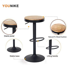 YOUNIKE 2 x Sgabello da Bar Sedia da Bar in Legno massello 58-80 cm Regolabile in Altezza, Sgabello Girevole a 360 ° con poggiapiedi, per Cucina Bar caffetteria, Nero