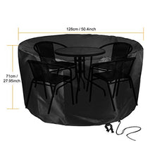 Copritavolo Tavolo da Esterno Rotondo Copri Tavolo da Giardino, Telo Copri Tavolo per Esterno Impermeabile, Anti-UV, Oxford 420D Resistente (Ø128 x 71CM)