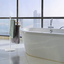 Relaxdays Porta Asciugamani da Terra a 3 Bracci Mobili, Girevoli a 360°, Piantana da Bagno HxLxP 95 x 53 x 29 cm, Bianco