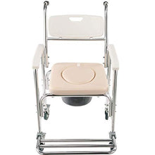 Sedia da Trasporto per Doccia, Sedia da Comodino per WC, Alluminio con Ruote E Sedile Imbottito per Disabili E Anziani A
