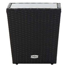 vidaXL Tavolino Tavolo Tavolinetto Tavolo di Servizio Tavolino Laterale Mobile Arredo Arredamento Nero 41,5x41,5x43 cm in Polyrattan e Vetro Temperato