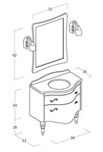 Mobile da bagno con cassetti e specchio rettangolare - Misura: L.86 P.54 cm - Finitura: Finitura Decap� bianco oro - Top: Top in marmo travertino - 100% made in Italy