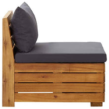 Tidyard Divano Centrale Modulare con Cuscini Legno Massello Acacia,Divano su Pallet,Divano da Esterno,68 x 68 x 60 cm,Grigio Scuro