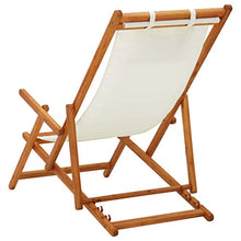 Wakects Sedia a Sdraio in Legno Pieghevole, Sedia Sdraio Reclinabile per Esterni, Poltrona Relax per Giardino Piscina e Spiaggia, Crema