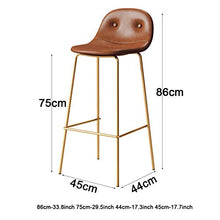 GYPPG Sgabelli Bar Sgabello Bar retrò con Altezza del bancone sedie con Gambe Dorate e poggiapiedi, Ideali per Cucina, bistrot, caffè, Pub Fattoria (Dimensioni: Marrone)