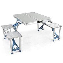 Barm Tavolo da Picnic in Alluminio Tavolo Pieghevole Portatile Panca da Campeggio Tavolo da Giardino Barbecue 4 sedie Sgabello Tavolo Pieghevole Portatile