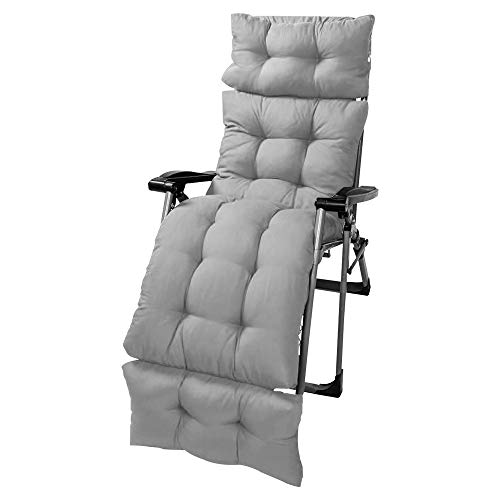 harupink Cuscini per Sdraio Giardino, Cuscino Poltrona Paradise Morbido Confortevole Buon Effetto Rimbalzo 100% Fibra Cotone Perlato Riempitivo per Giardini Cortili Terrazzi (Grigio, 180*55CM)