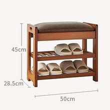 YANG Solido Modifica Legno Scarpe Bench Rack Calzature di Pelle PU poggiapiedi Imbottito Guardaroba Bagno Pouf ottomano Carico 200kg (Color : B, Size : 50x28.5x45cm)