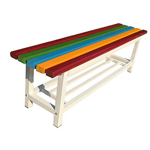 Giardino Patio panchine resistente alle intemperie, Con piedini in legno massello anticorrosivo e ghisa Panchina parco, Panca in legno massello per veranda spogliatoio, Capacità di carico 1000 libbr