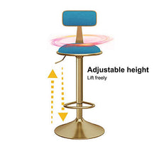 Sgabelli da bar Girevole, Regolabile in Altezza Staffa in Metallo Cuscino in Cotone per Schienale Poggiapiedi Cromato per Cucina Bancone Soggiorno Bar Ufficio(Color:Azzurro)