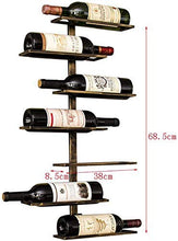 JHSHENGSHI Scaffale portaoggetti, Portabottiglie da Vino in Ferro Stile retrò Multi-Bottiglia Bottiglia di Vino Rosso Sospensione Decorazione murale Espositore per Vino Creativo