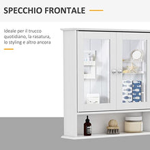kleankin Mobiletto Armadietto a Muro con Specchio da Bagno Cucina in MDF 56 x 13 x 58cm Bianco