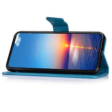 Saceebe Compatibile con Xiaomi Redmi 5 plus Custodia pelle Cover a libro Portafoglio Flip Case [Custodia in pelle goffrata con fiori e farfalle con cordino] anteriore e posteriore Bumper Case,blu