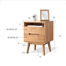Comò e cassettiere Comodino in Legno massello mobili Camera da Letto Comodino armadietto Mini armadietto Soggiorno Basso armadietto Due cassetti Camera da Letto (Color : Wood, Size : 40 * 35 * 55cm)