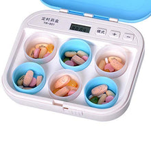 BGSFF Portapillole con promemoria Timer - Organizer per medicinali con Allarme - Fino a 6 Volte al Giorno per ricordare di Prendere farmaci - Dispenser di Pillole