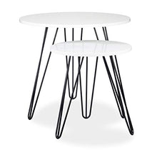 Relaxdays set 2 pezzi tavolino salotto rotondo legno e metallo HxD 52x60 cm per divano, soggiorno, laccato lucido bianco
