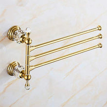 CASEWIND, lussuoso portasciugamani da parete con 4 bracci girevoli, in lega metallica con finitura lucida color oro, accessorio da bagno in stile europeo, gold, Drehbare 3 Handtuchstange