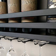 LWW Wine Rack, supporto di vetro di vino del ferro Wine Rack a parete Montato Porta Calice Nero Multi-Purpose Rack Wine Glass,60 * 11 * 43 cm