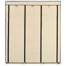 Tidyard Armadio con Scomparti e Aste,Armadio Camera da Letto,Scarpiera Armadio Salvaspazio Crema 150x45x175 cm in Tessuto