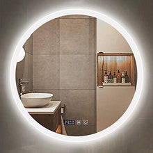 Specchio Bagno Rotondo Illuminato da 60 Cm - Specchio Trucco Intelligente per Camera da Letto A Parete con Interruttore a Sfioramento Luminoso per La Rasatura Cosmetica del Trucco