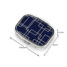 Scatola quadrata per pillole medicinali moderna blu navy e bianco geometrico moda pillola organizzatore viaggio pillola caso dispenser per vitamine integratori
