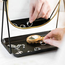 Navaris Specchio Doppio per Trucco Ingrandimento 1x 3x - Specchietto Cosmetico Ovale Make-Up 18x22,6cm - Girevole 360° con Vassoio Portagioie - Oro