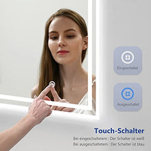Meykoers Specchio Bagno LED 80 x 60 cm con Interruttore tattile + Anti-appannamento + Orologio Digitale, bianco freddo 6500K