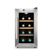 IKOHS WINECOOLER WOOD S – Cantinetta vino con 8 bottiglie, 23 l, 60 W, luce LED, display digitale, 3 ripiani, doppio isolamento, zone di temperatura da 8-18 gradi