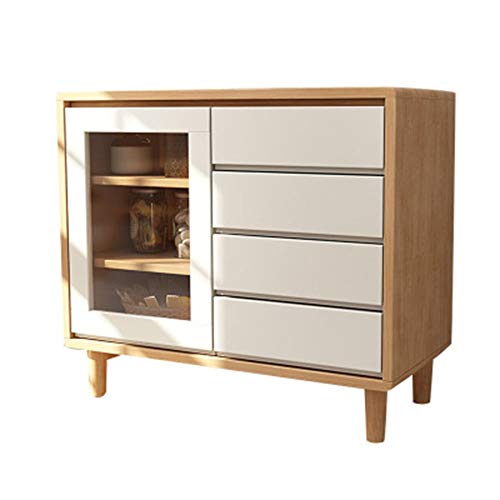 Credenza Armadio d'Epoca Bagagli Armadio Freestanding Side Table Cassettiera con 4 cassetti con 1 Porta for Soggiorno Cucina Camera (Color : White, Size : 80x40x90cm)