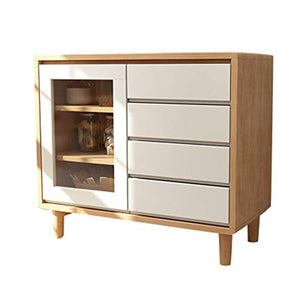 Credenza Armadio d'Epoca Bagagli Armadio Freestanding Side Table Cassettiera con 4 cassetti con 1 Porta for Soggiorno Cucina Camera (Color : White, Size : 80x40x90cm)