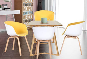 Un set di 2 sedie da pranzo in stile scandinavo retrò con piedini in metallo, adatte per soggiorno, camera da letto, vari luoghi di intrattenimento (giallo, 4)