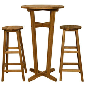 tidyard Set Tavolino Bar/Set Mobili Bistro per Interno Che Esterno, Tavolo con 2 Sedie, Legno Massello di Acacia