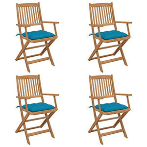 vidaXL Sedie da Giardino Pieghevoli 4pz con Cuscini Massello d'Acacia