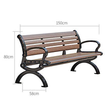 Panca da giardino da 59 pollici Panchina da cortile per terrazza, panca in legno di plastica in alluminio pressofuso a 3 posti, sedie da veranda resistenti alle intemperie per mobili da ingresso/p